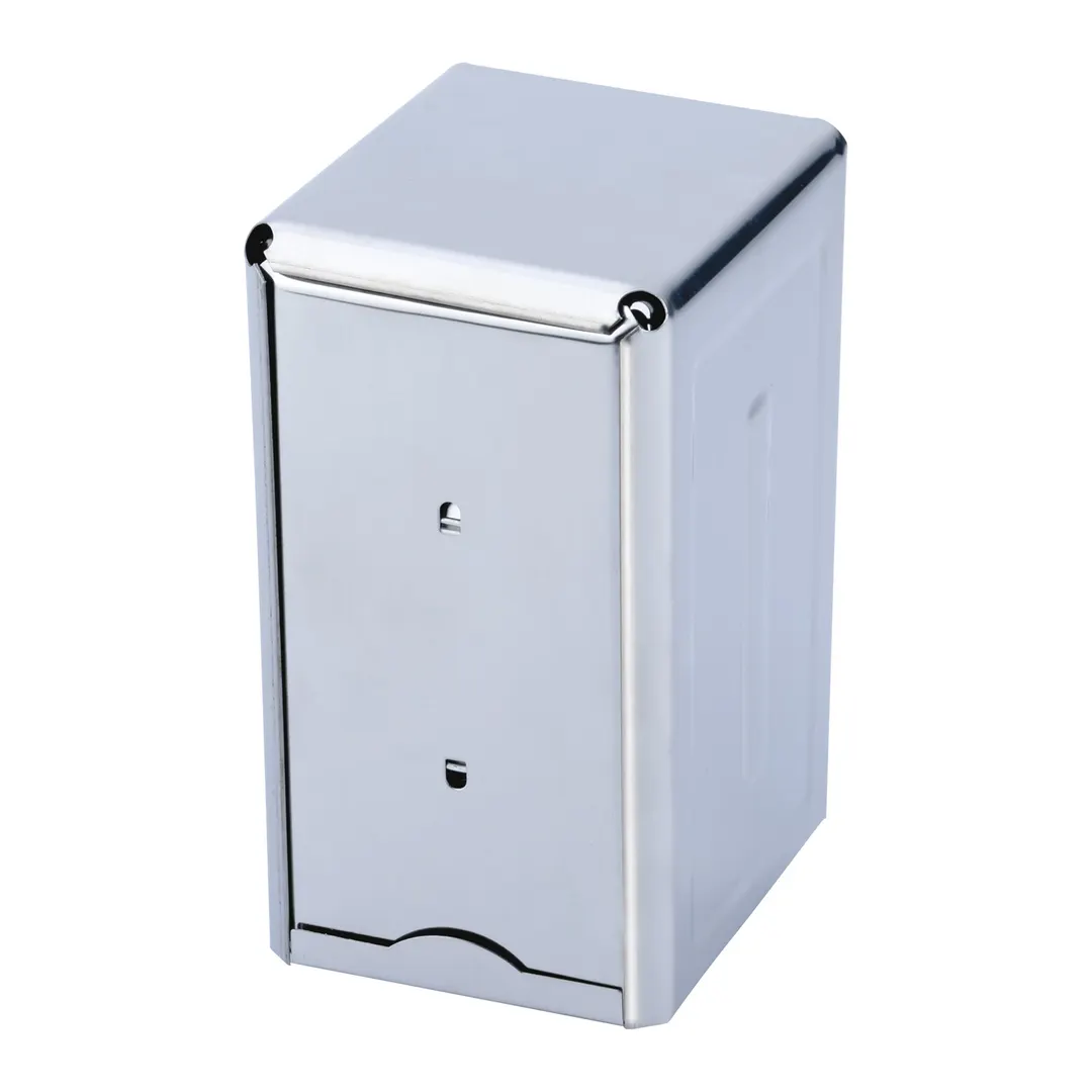 CAC China NPHD-8 Napkin Dispenser, Stainless Steel, Holds 3‑3/4" x 7‑3/8" Napkins, Rubber Feet