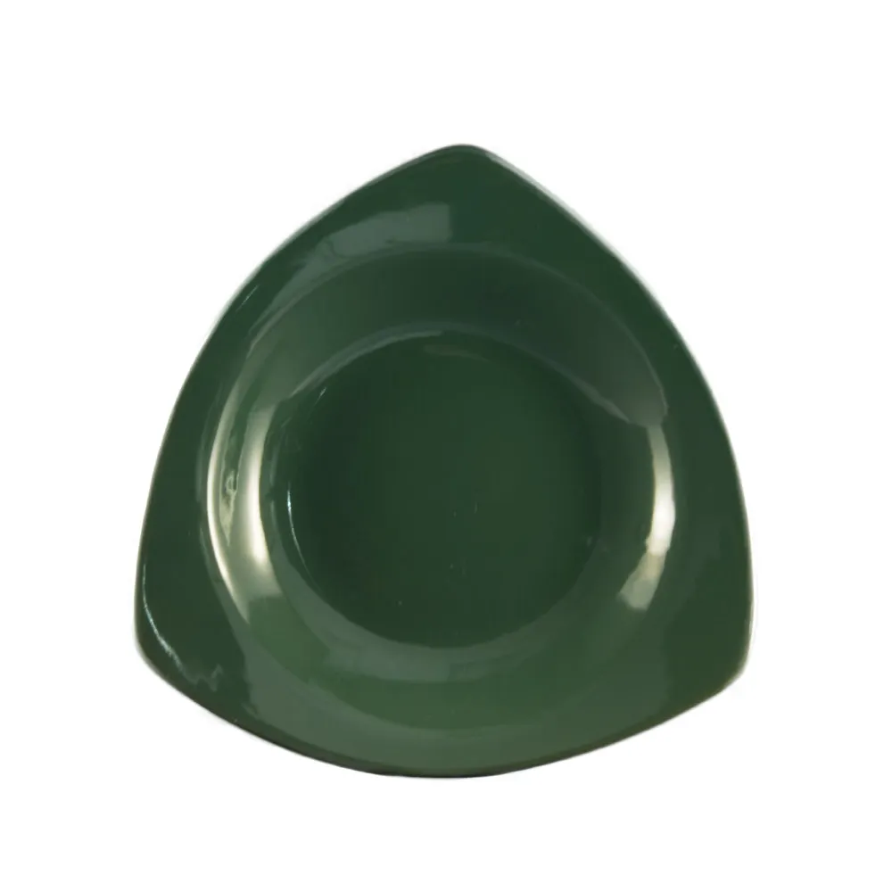 CAC China P-77-G Festiware Triangular Pasta Bowl 22 oz 10"x10"x2" Green Ceramic Safe - 1 Dozen