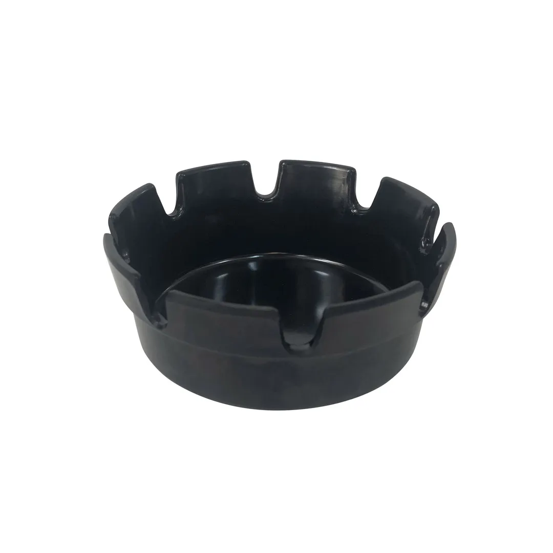 CAC China PAST-4K - Round Ashtray, 4" Dia x 1-3/4" H, Black Melamine, Break Heat Resistant - 1 Dozen
