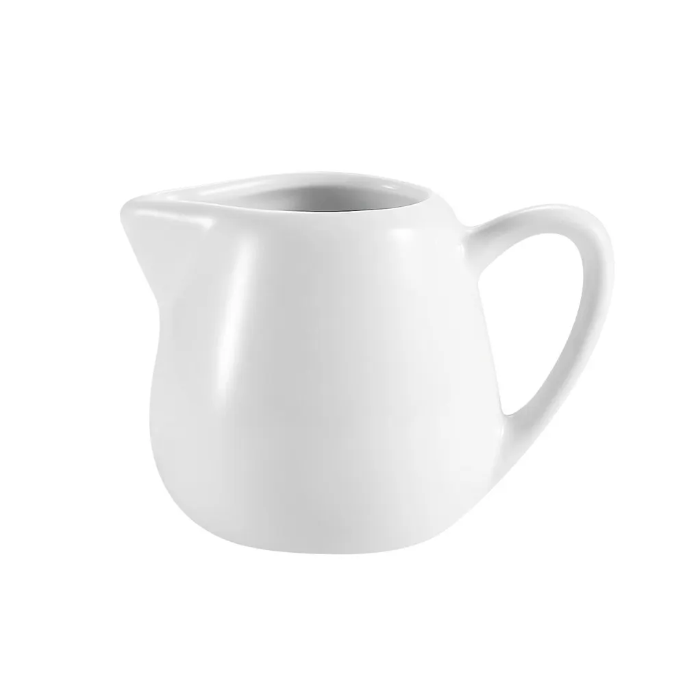 CAC China PC-404 Creamer Pitcher, 4‑5 oz Capacity, 2.5" Dia x 2.5" H Porcelain Super White with Handle - 1 Dozen