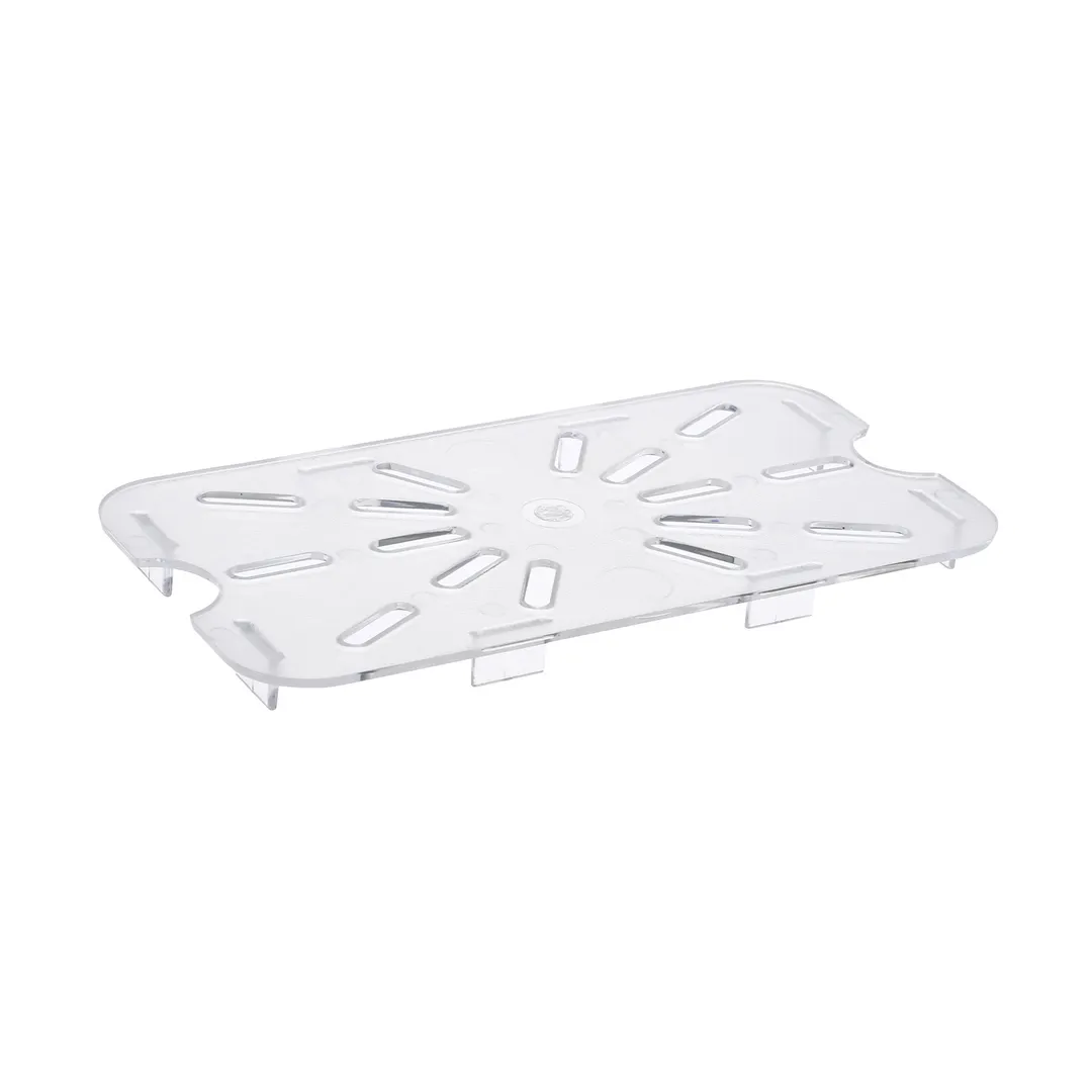 CAC China PCDS-Q Food Pan Drain Shelf, 1/4-Size, Polycarbonate, Clear, NSF, Dishwasher/Freezer Safe
