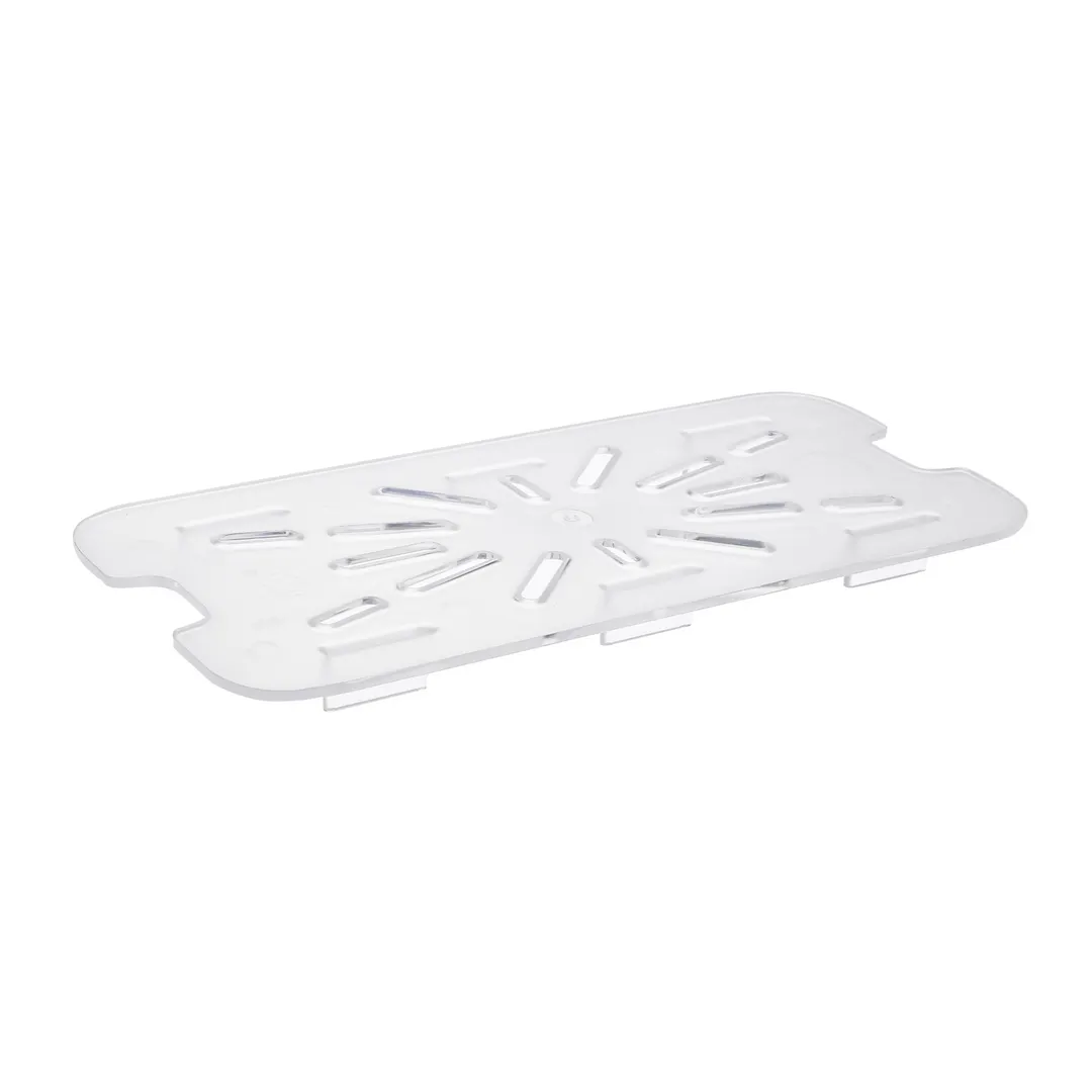 CAC China PCDS-T Food Pan Drain Shelf, 1/3-Size, Clear Polycarbonate, NSF, Dishwasher/Freezer Safe