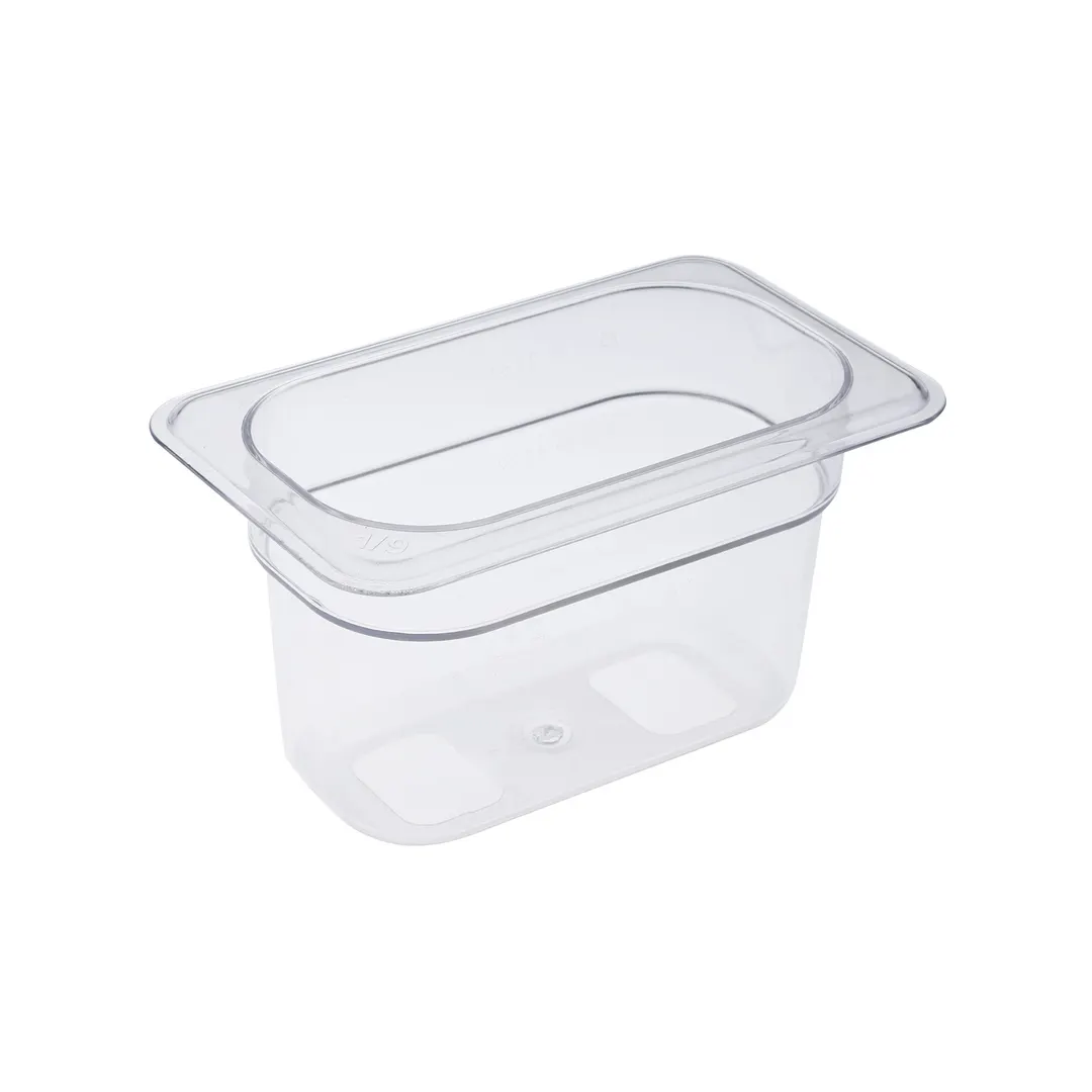 CAC China PCFP-N4 Polycarbonate Food Pan, 1/9-Size, 4" Deep, Clear, Non-Stick Interior
