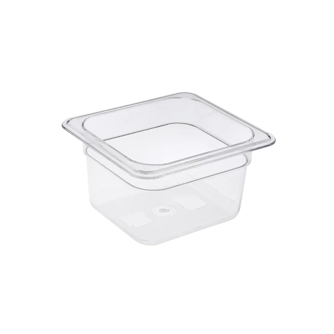CAC China PCFP-S4 Polycarbonate Food Pan, 1/6-size, 4" Deep, Clear, Non-stick Interior - NSF