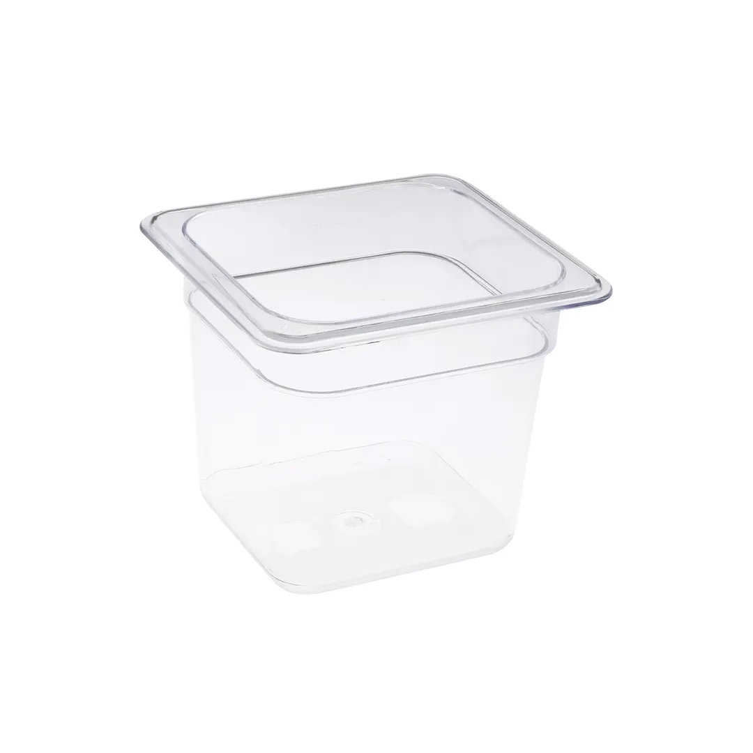 CAC China PCFP-S6 Polycarbonate Food Pan, 1/6 Size, 6" Deep, Clear, Non-Stick Interior