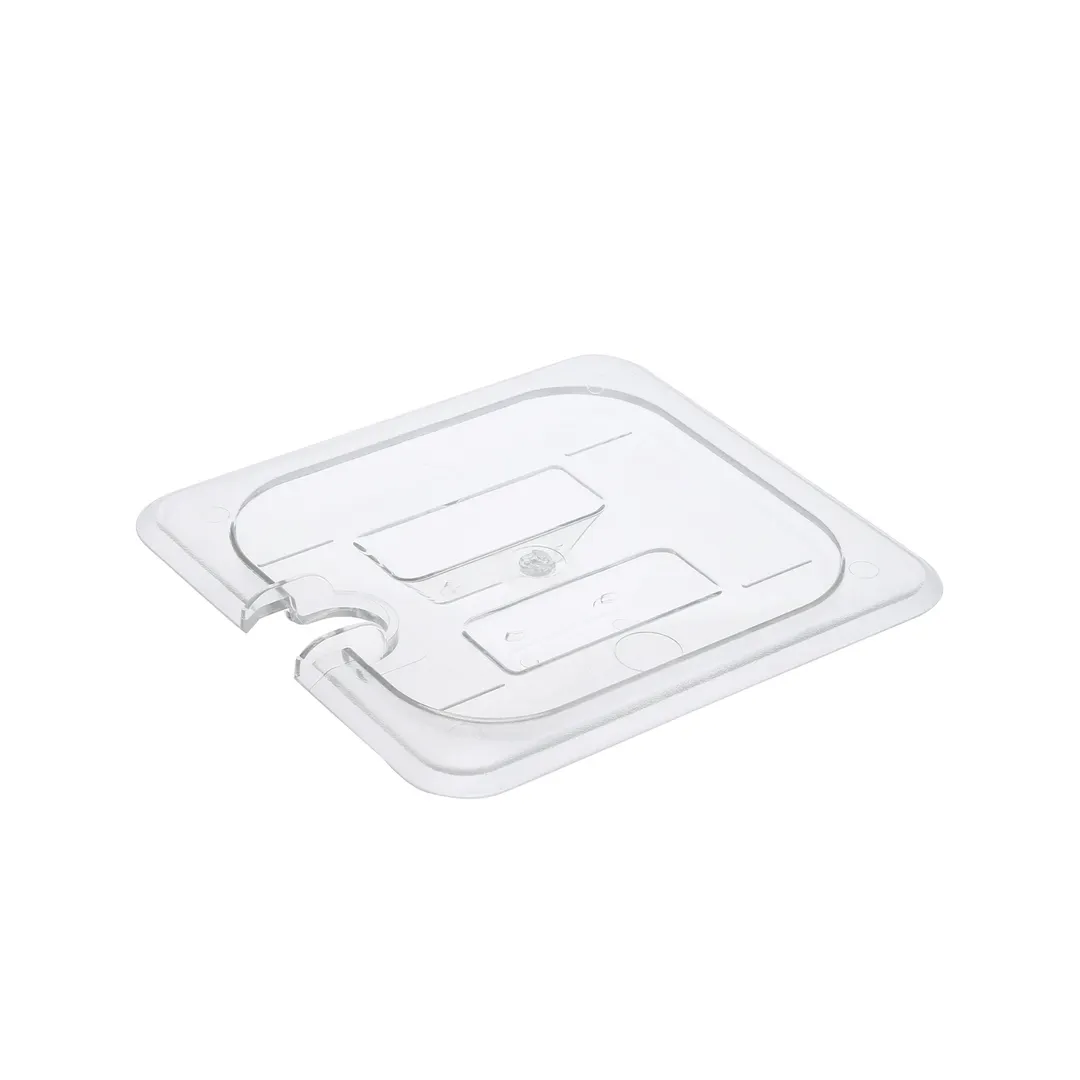 CAC China PCSL-SC Polycarbonate Food Pan Cover, 1/6-Size, Clear, Notched, Shatter/Scratch Resistant