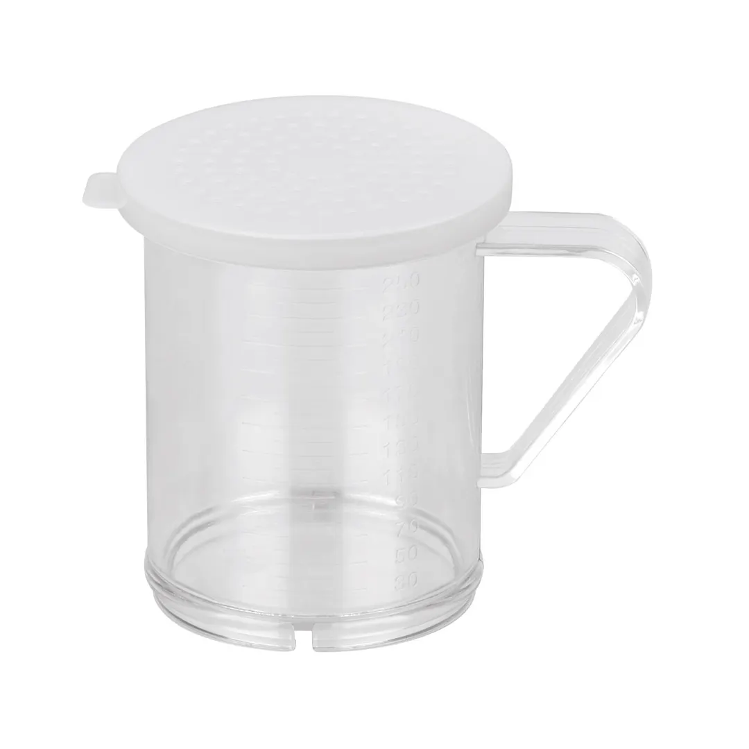 CAC China PDRG-10C-2 Dredge Shaker, 10‑11 oz Clear Lid, Aluminum with Handle, 2mm Thick - Set