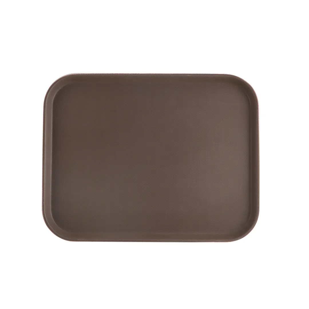 CAC China PDTD-1418BN Rectangular Serving Tray 18" x 14", Brown Plastic, NSF Certified