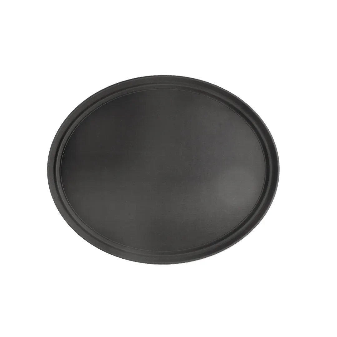 CAC China PDTO-2722BK Tray - Oval Plastic Serving Display, 27" x 22", Black, NSF Certified