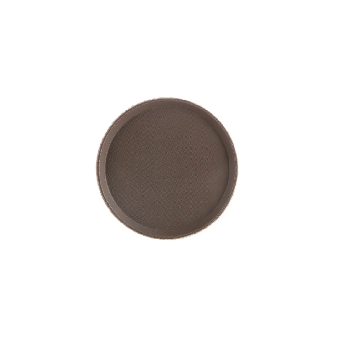 CAC China PDTR-11BN Super Tray, 11" Round Plastic Serving & Display Tray, Brown NSF Certified