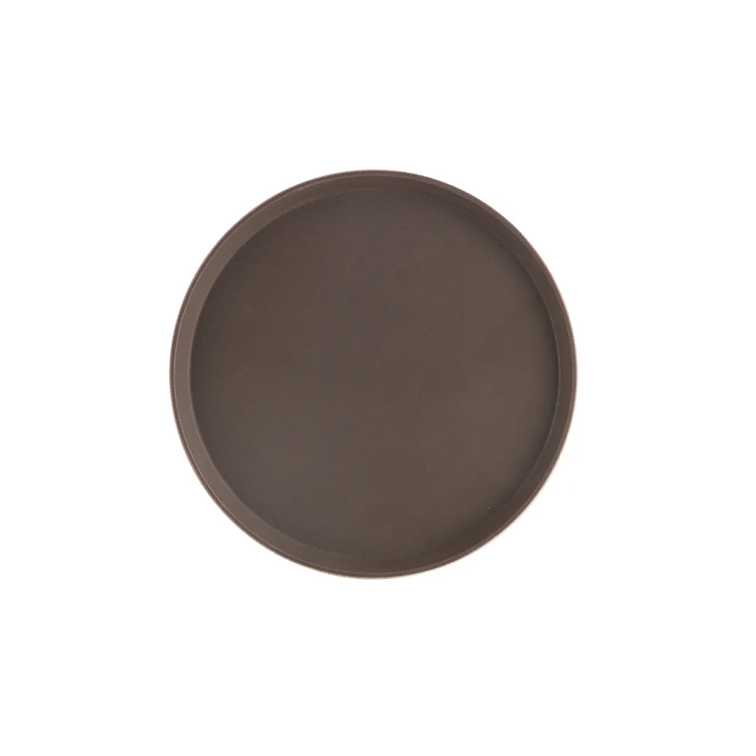 CAC China PDTR-14BN Tray, 14" Round Plastic Serving Display Tray, Brown NSF Certified - 1/Each