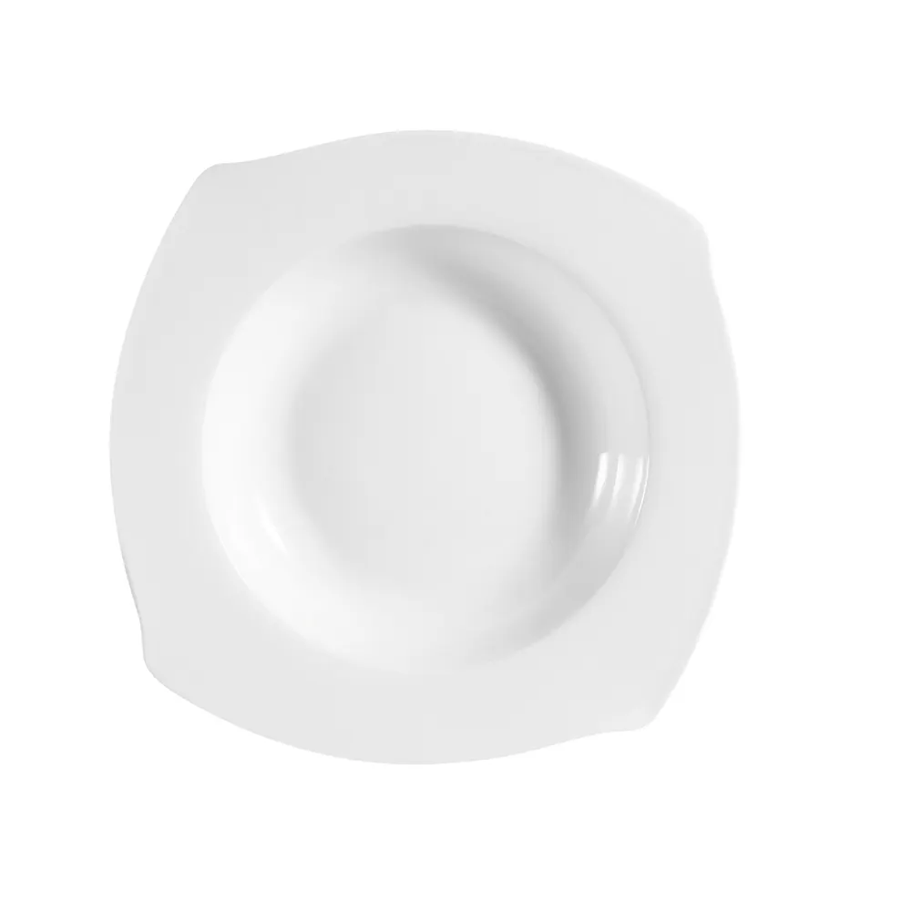 CAC China PHA-115 - Square White Porcelain Pasta Bowl, 11" x 11" x 2" Oven Microwave Safe - 1 Dozen