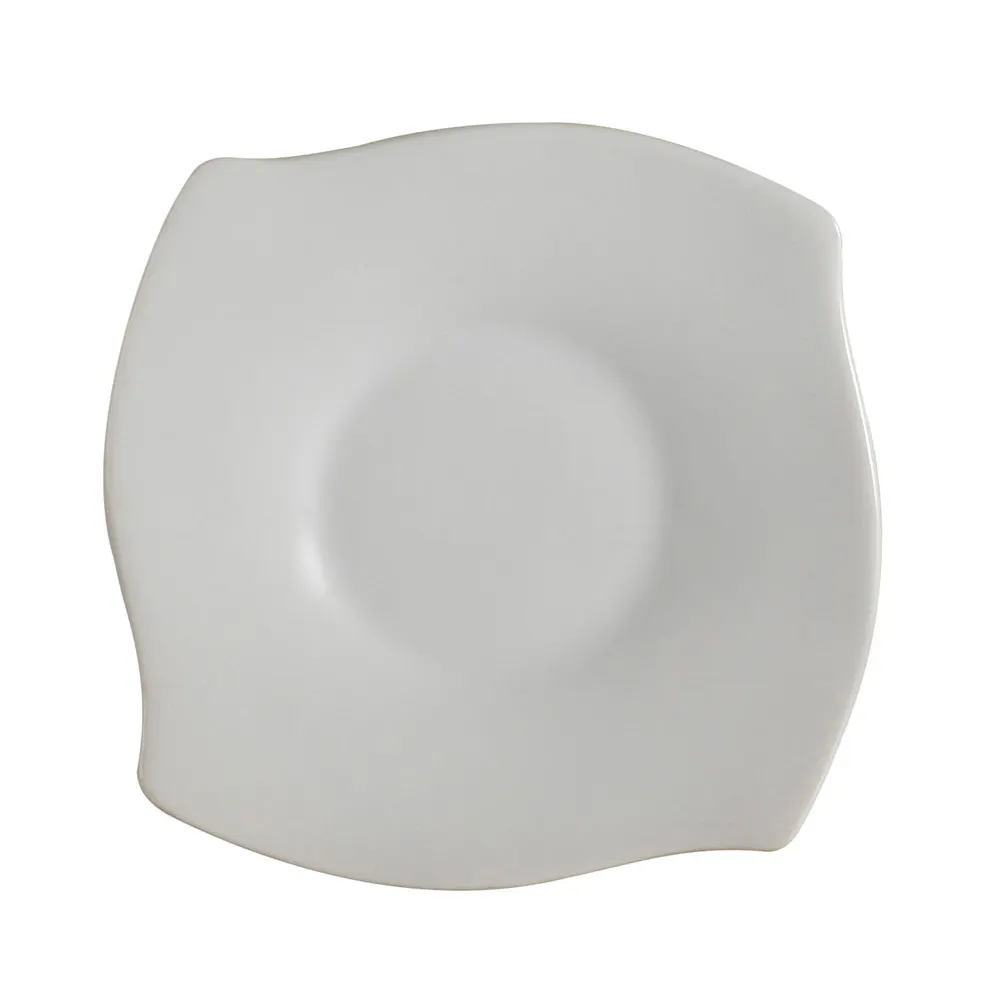 CAC China PHA-2 - Square Porcelain Saucer, 6" x 6" x 0.75", Super White, Dishwasher Safe - 1 Dozen