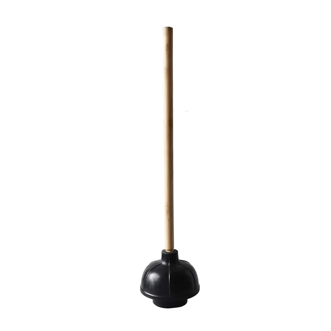 CAC China PLGW-24 Plunger - 24" Wooden Handle, Black Rubber Cup, Heavy-Duty Bathroom Tool