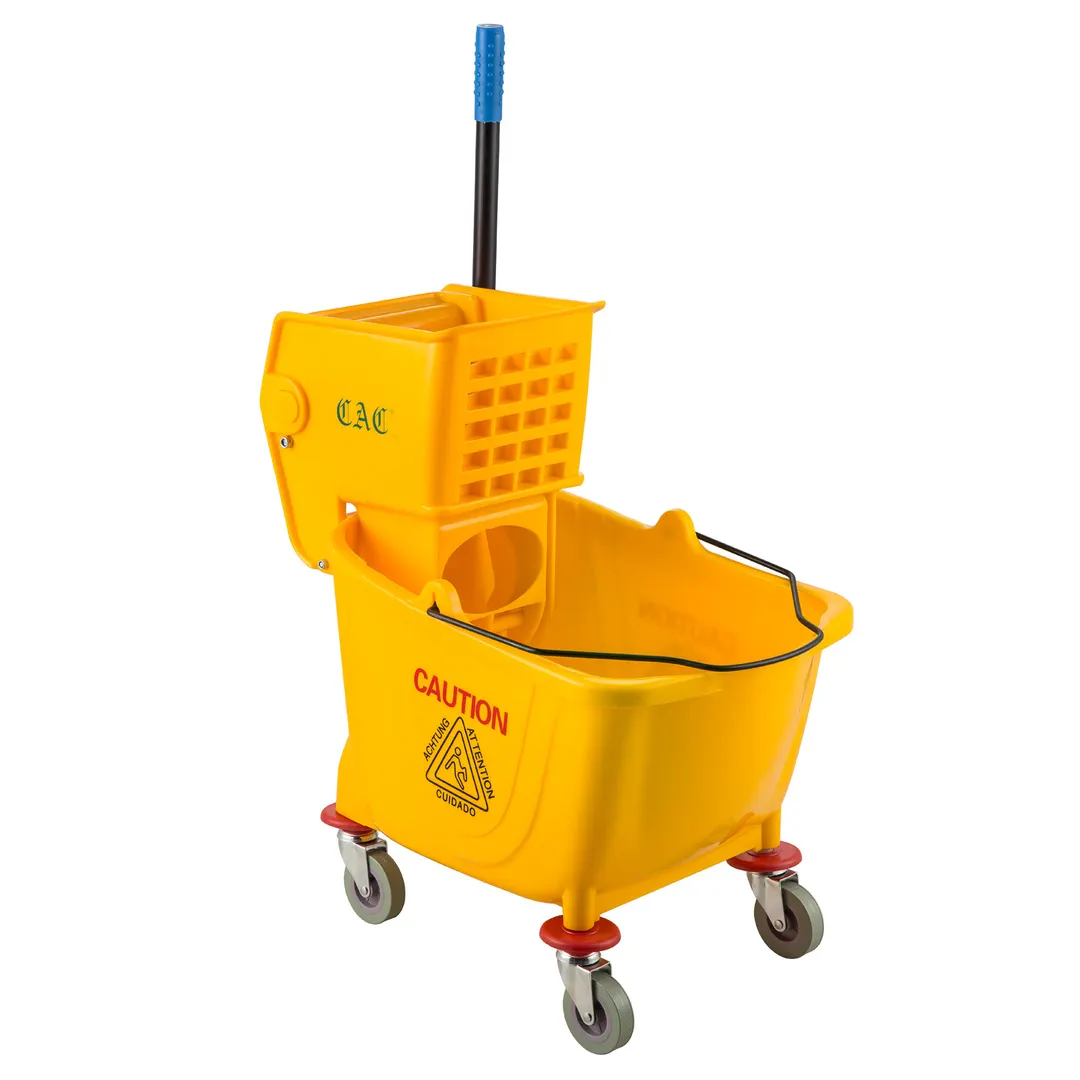 CAC China PMBY-36ST Mop Bucket Set, 36 Qt Yellow Commercial Floor Cleaning Bucket Wringing - Set