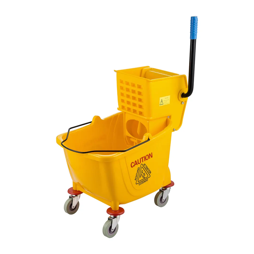 CAC China PMBY-36ST Mop Bucket Set, 36 Qt Yellow Commercial Floor Cleaning Bucket Wringing - Set