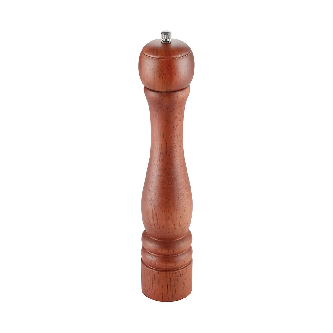 CAC China PMW1-12BN Pepper Mill - 12" Height, Grinding Knob, Solid Hardwood Body, Brown Matte Finish