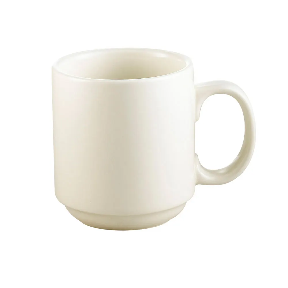 CAC China PRM-10-W - 10‑Oz China Mug, 3¼" Dia x 3½" H, Stoneware, Dishwasher Safe - 1 Dozen