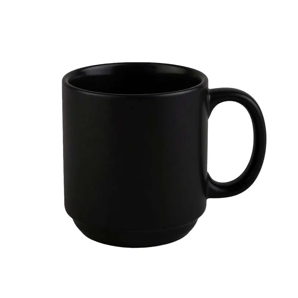 CAC China PRM-12-MK Prime Mug, 12-Ounce Matte Black China, 3-1/4" Diameter, Stackable, 1 Dozen