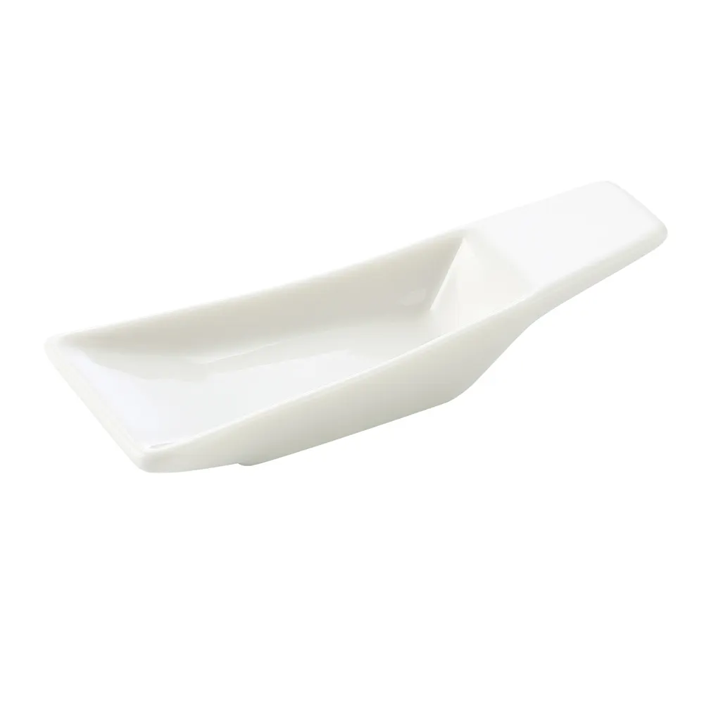 CAC China PTS-35 Soup Spoon, 3‑3/4" L x 1‑1/2" W x 1" H, Porcelain, White, Dishwasher Safe - 1 Dozen