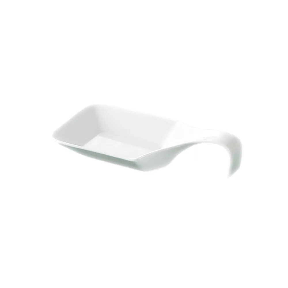 CAC China PTS-44 - Square Soup Spoon, 1 oz, 4" x 2-1/2" x 1⅜" Porcelain, White, Dishwasher Safe - 1 Dozen