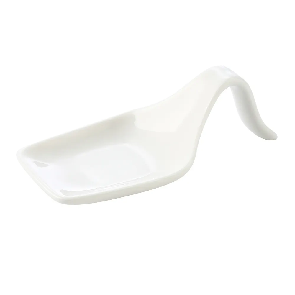 CAC China PTS-50 - Square Soup Spoon, 4" Length, Porcelain Super White, Dishwasher Safe - 1 Dozen