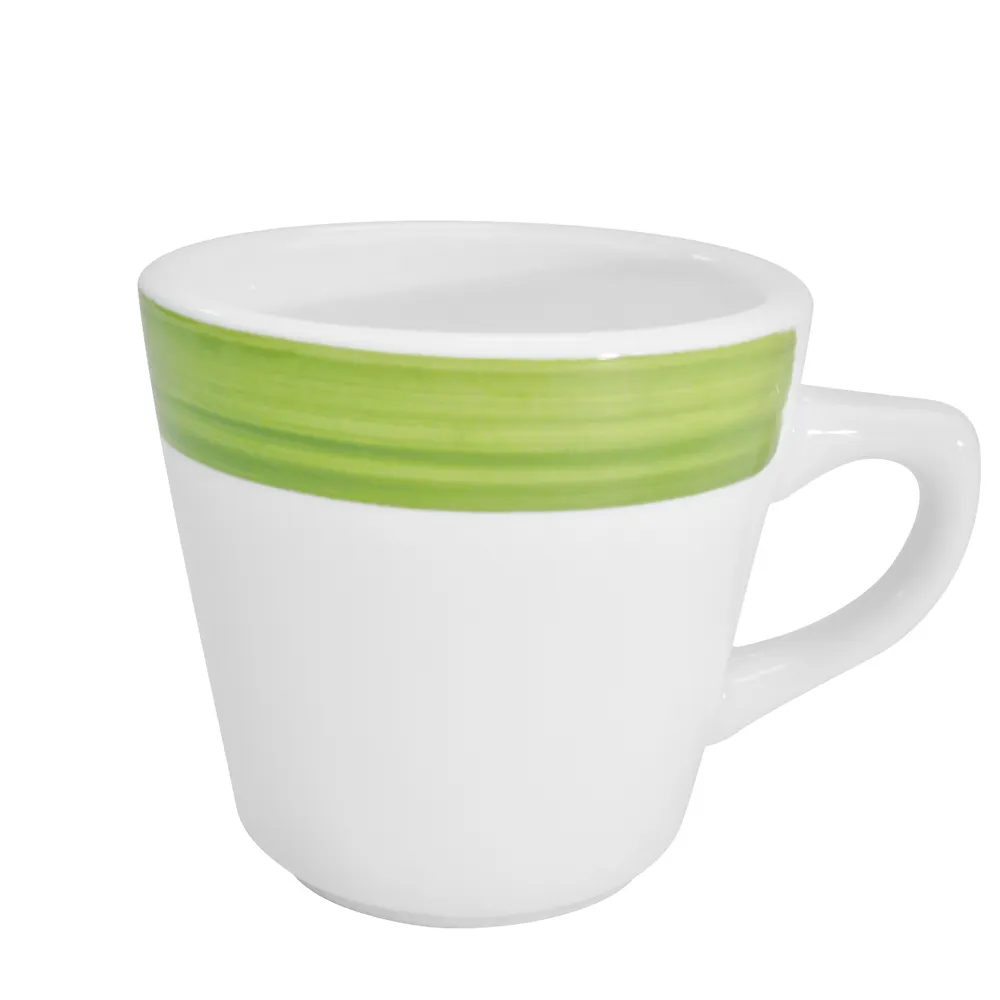 CAC China R-1-G Rainbow Coffee Cup, 7.5 oz (3¼" Dia x 3" H), Green Ceramic, Microwave Safe - 1 Dozen