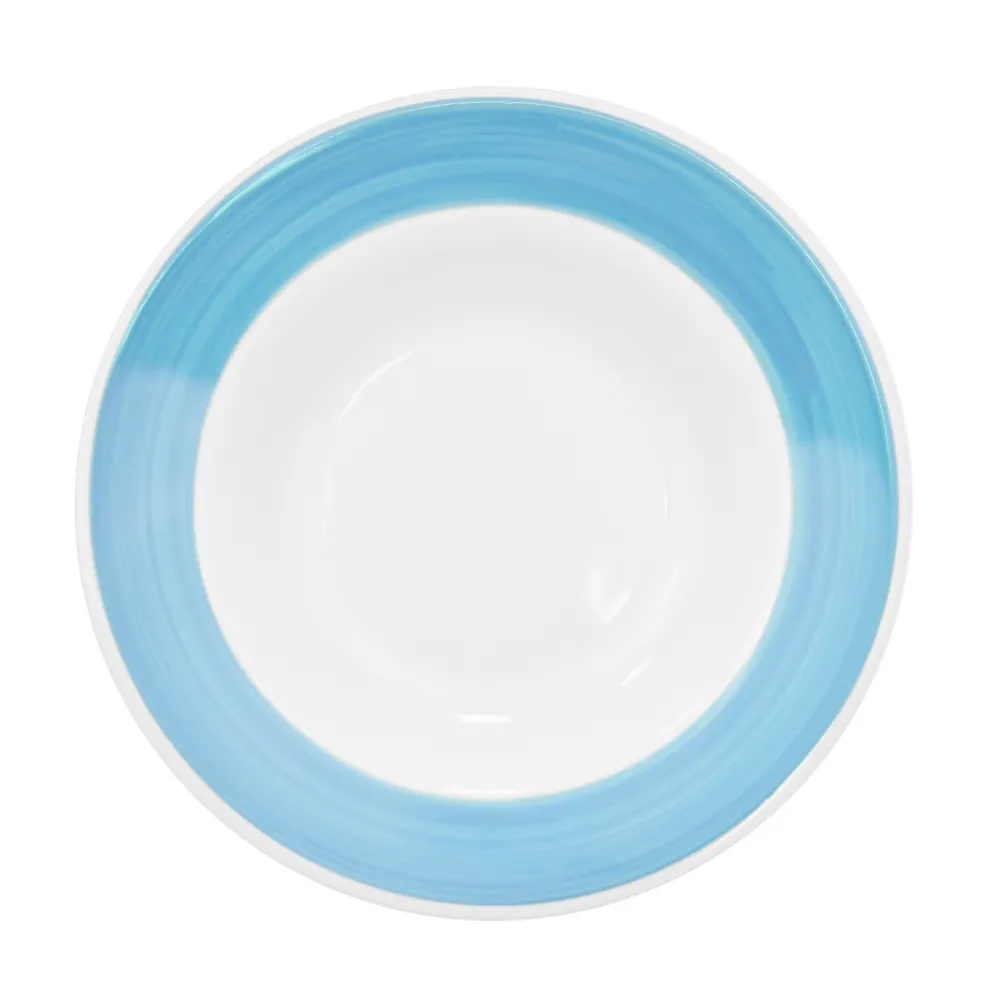 CAC China R-125-BLU - Blue Pasta Bowl, 12" Dia x 2¼" H, 30 oz, Edge, Dishwasher Safe - 1 Dozen