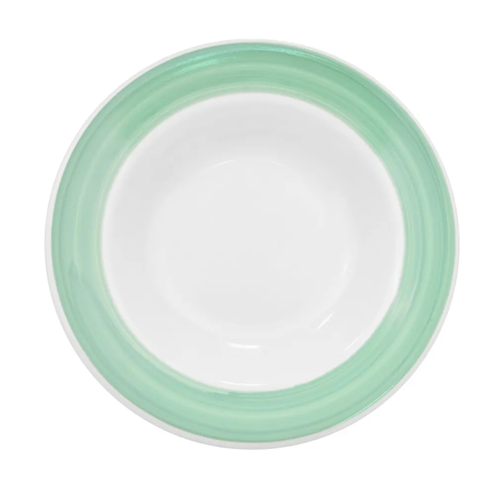 CAC China R-125-G - Green Pasta Bowl, 12" Dia x 2¼" H, 30 oz, Ceramic, Edge, Dishwasher Safe - 1 Dozen