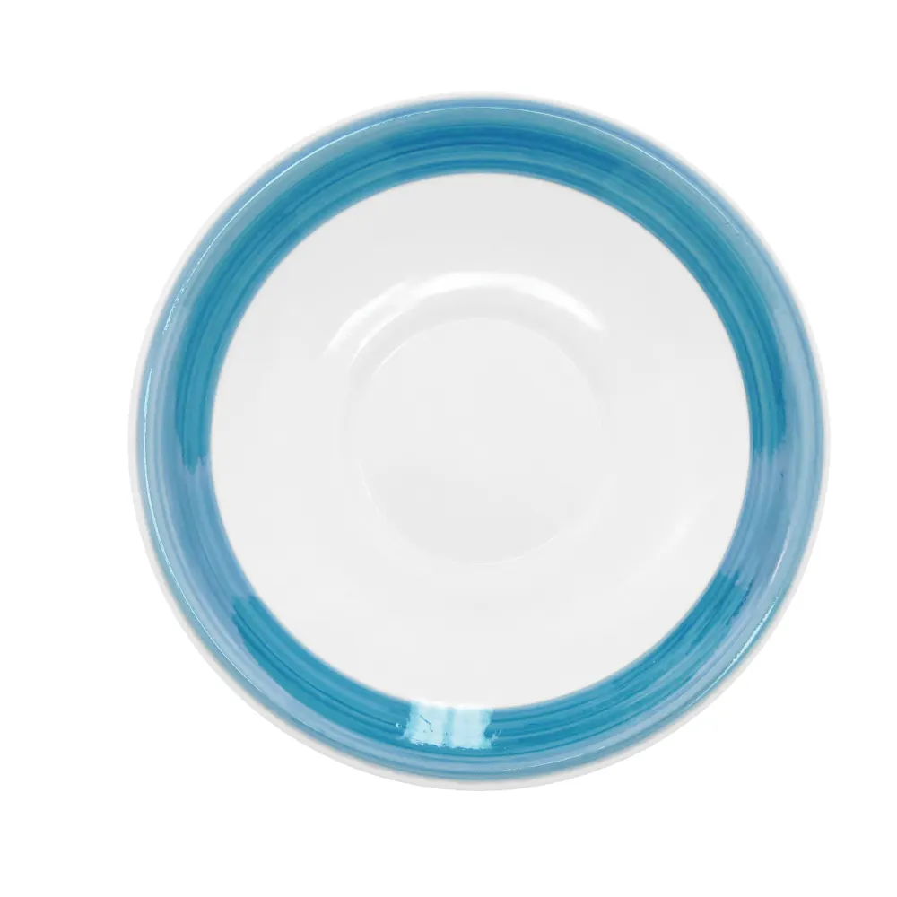 CAC China R-2-BLU - Round 6" Diameter Saucer, Blue, Dishwasher/Oven/Microwave Safe - 1 Dozen