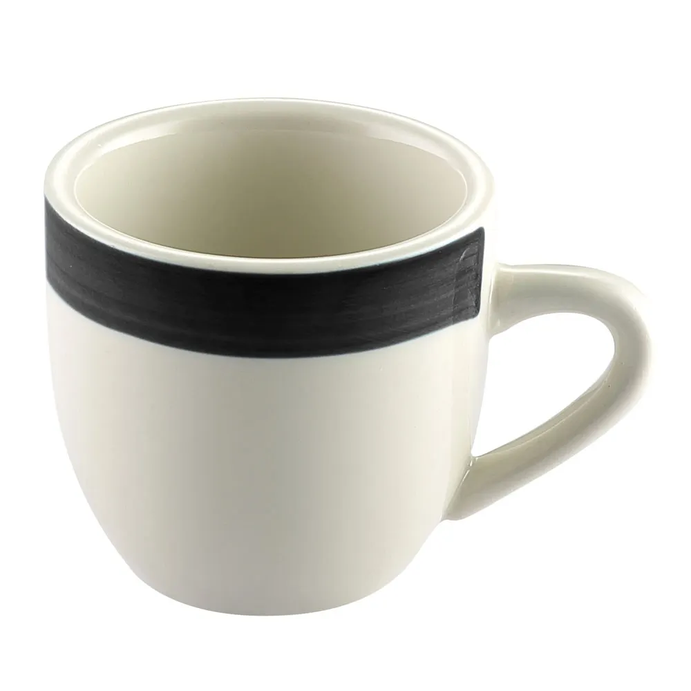 CAC China R-35-BLK - Rainbow A.D. Cup, 3.5 oz, 2.5" Dia x 2.5" H, Black/White Ceramic, Safe - 1 Dozen