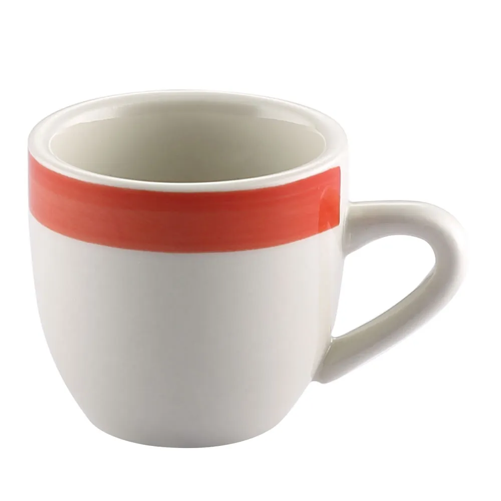 CAC China R-35-R Rainbow A.D Cup, 3.5 Oz (2.5" Dia x 2.5" H) Ceramic, Red/White, Safe - 1 Dozen