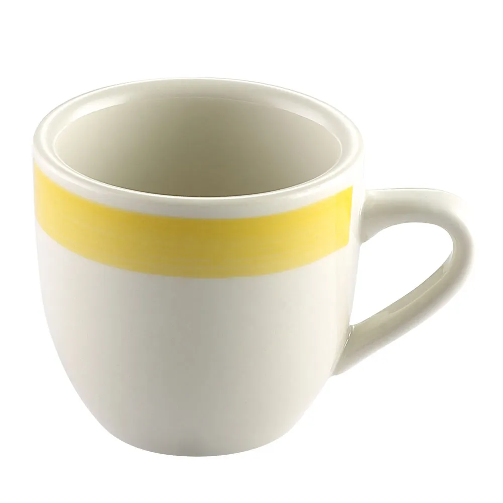 CAC China R-35-Y A.D Cup, 3.5 Oz (2.5" Dia x 2.5" H) Ceramic, Yellow/White, Microwave Safe - 1 Dozen