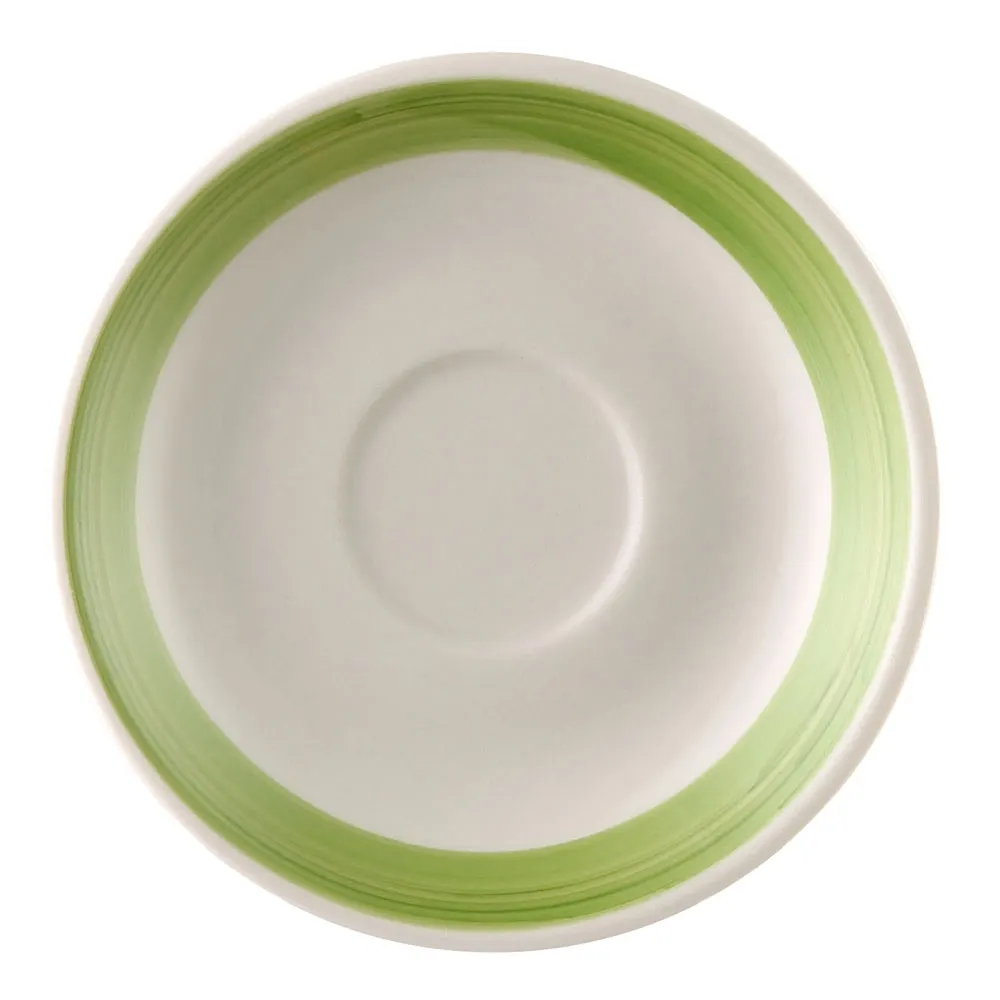 CAC China R-36-G Saucer, 4.5" Round Stoneware, Green/American White, Dishwasher Safe - 1 Dozen