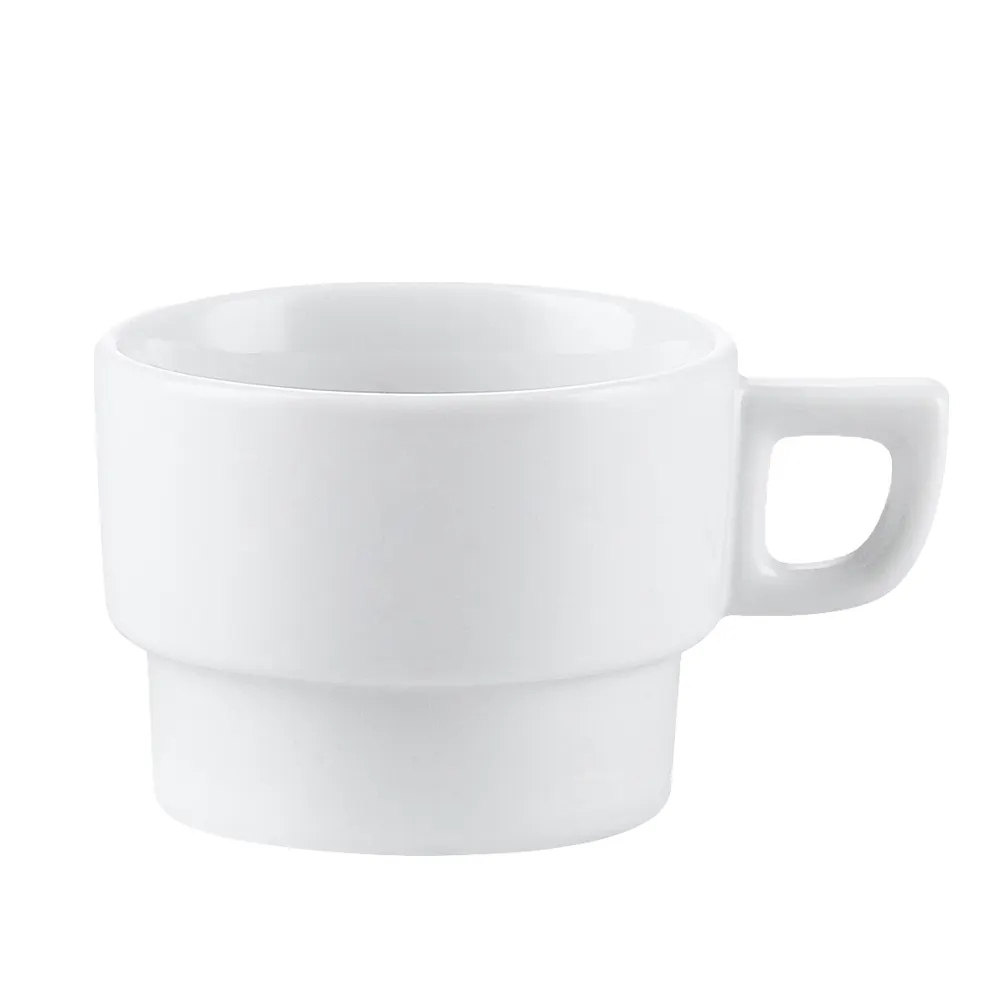 CAC China RCN-1-F - Frank 7 oz Cup, 3.5" Dia x 2.5" H, White Porcelain, Microwave Safe - 1 Dozen