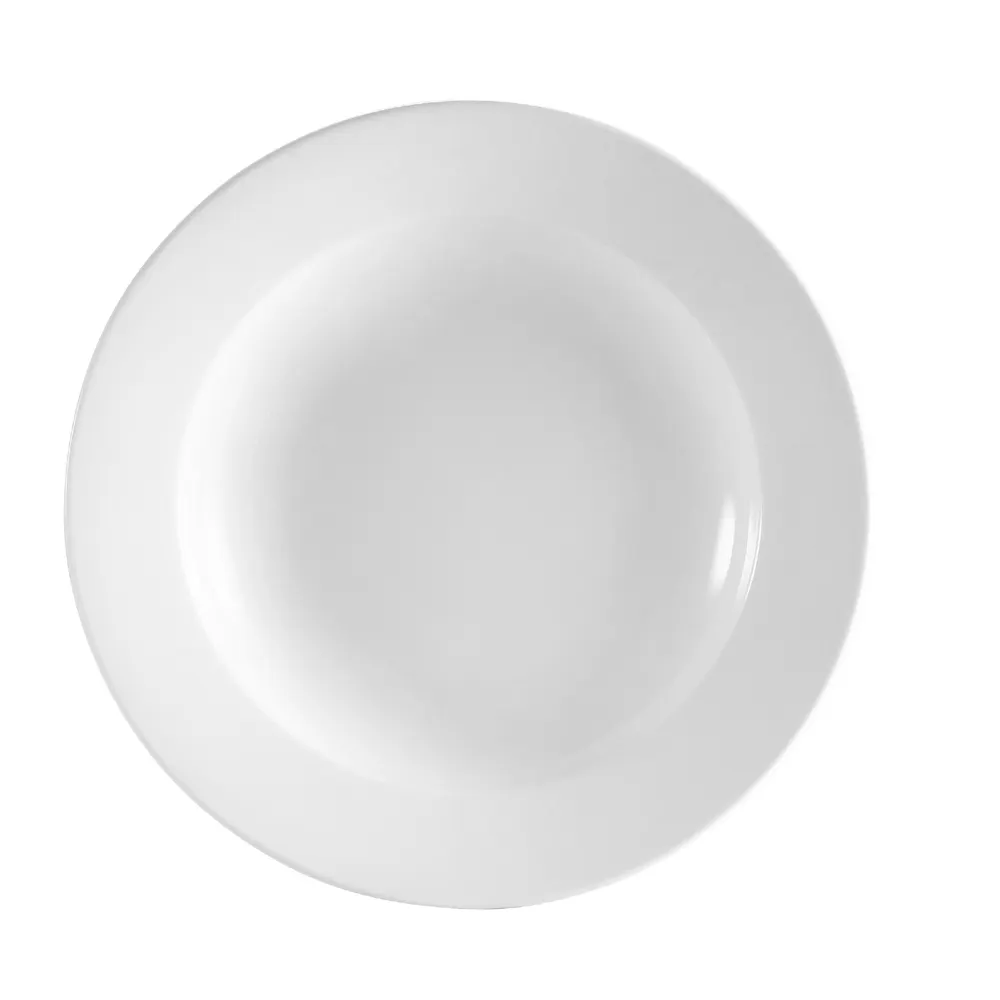 CAC China RCN-105 - Clinton Pasta Bowl 18 Oz 10" Dia x 1-3/4" H Porcelain White Safe - 1 Dozen