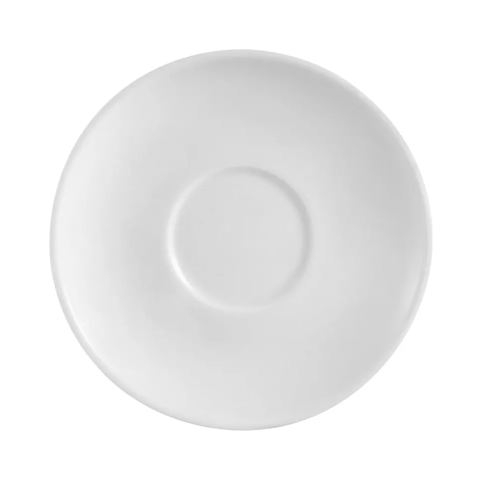 CAC China RCN-36 Clinton Saucer, 4.5" Dia x 0.75" H, Porcelain, Super White, Rolled Edge - 1 Dozen