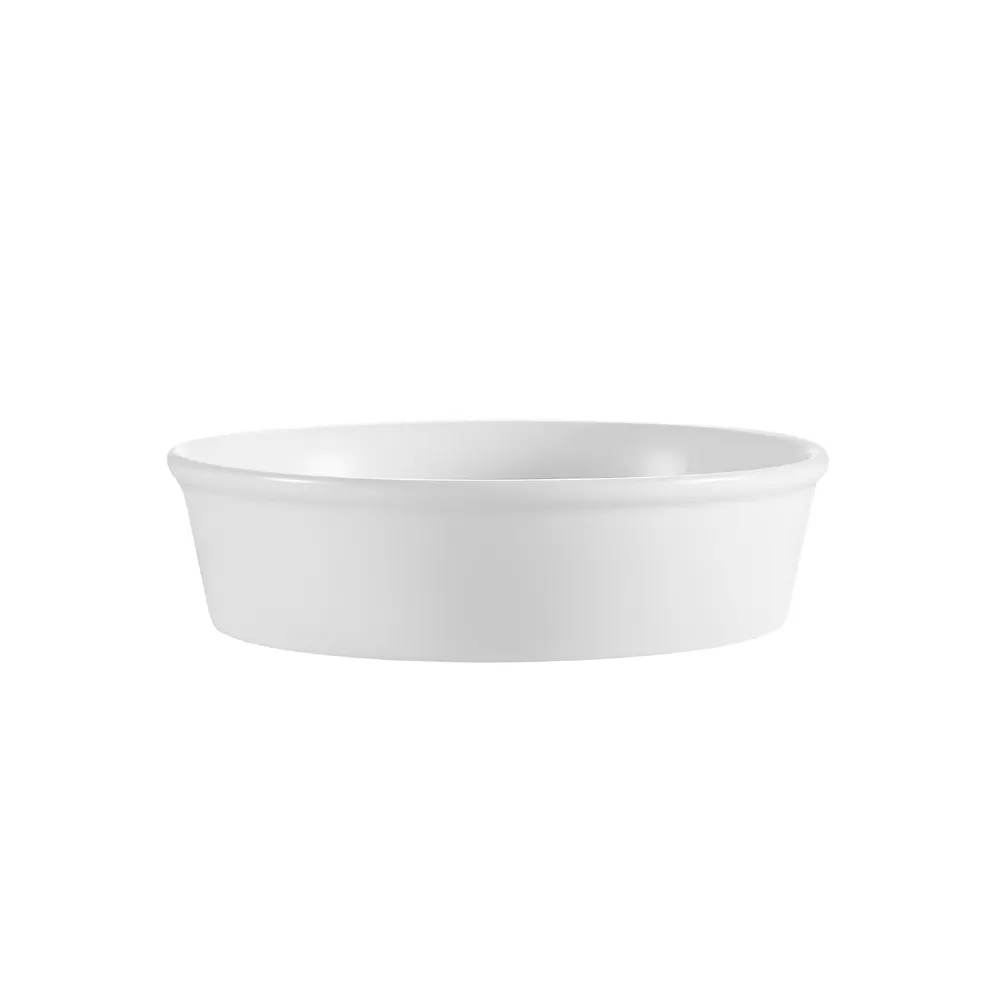 CAC China RDP-7 - 7" Round Porcelain Baking Dish, 26 oz Super White, Oven Microwave Safe - 1 Dozen