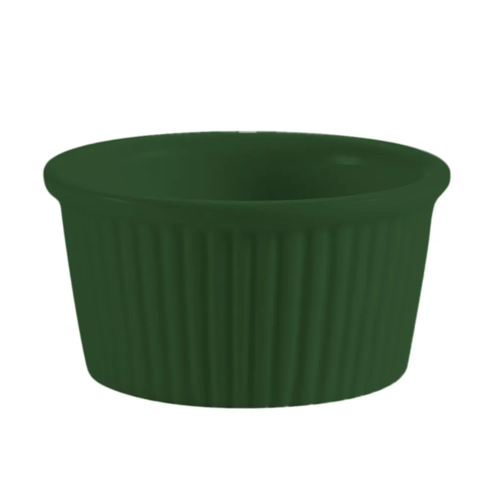 CAC China RKF-1-G Ramekin, 1 oz (2‑¼" Dia x 1‑⅛" H) Green Stoneware Ceramic Microwave Safe - 1 Dozen
