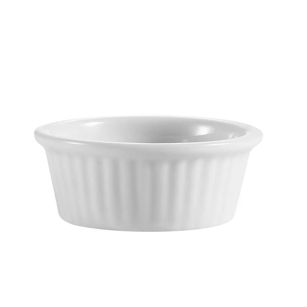 CAC China RKF-105 Ramekin Sauce Cup, 1/2 Oz (1‑3/4" Dia x 1" H) Fluted Porcelain, White - 1 Dozen