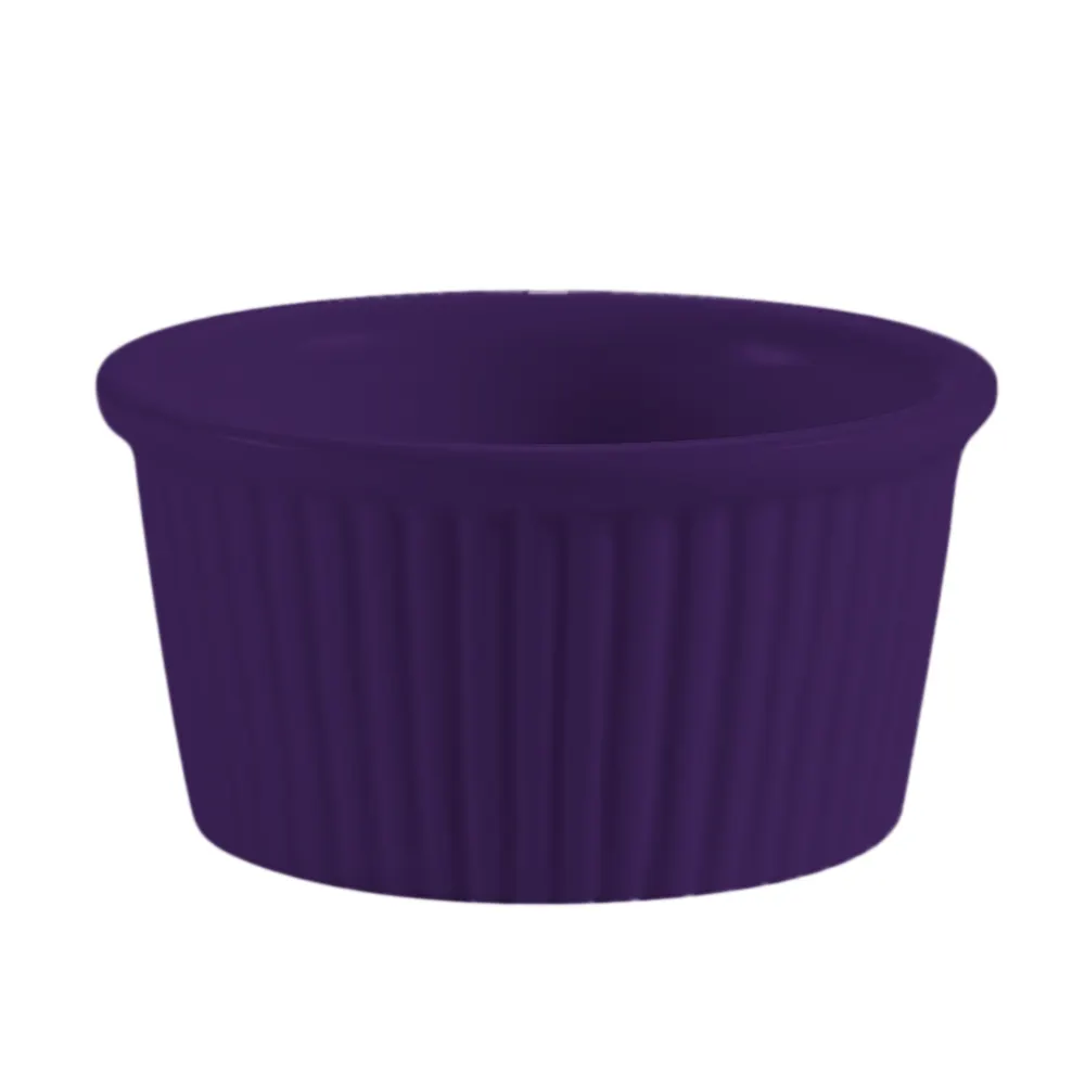 CAC China RKF-2-BLU Ramekin 2 oz (2‑5/8" Dia x 1‑1/2" H) Fluted Stoneware, Blue, Safe - 1 Dozen