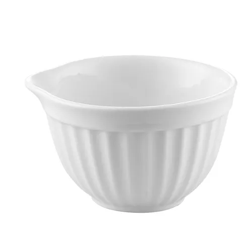 CAC China RKF-208 - 8 oz White Porcelain Ramekin with Pour Spout, Fluted, Dishwasher Safe - 1 Dozen