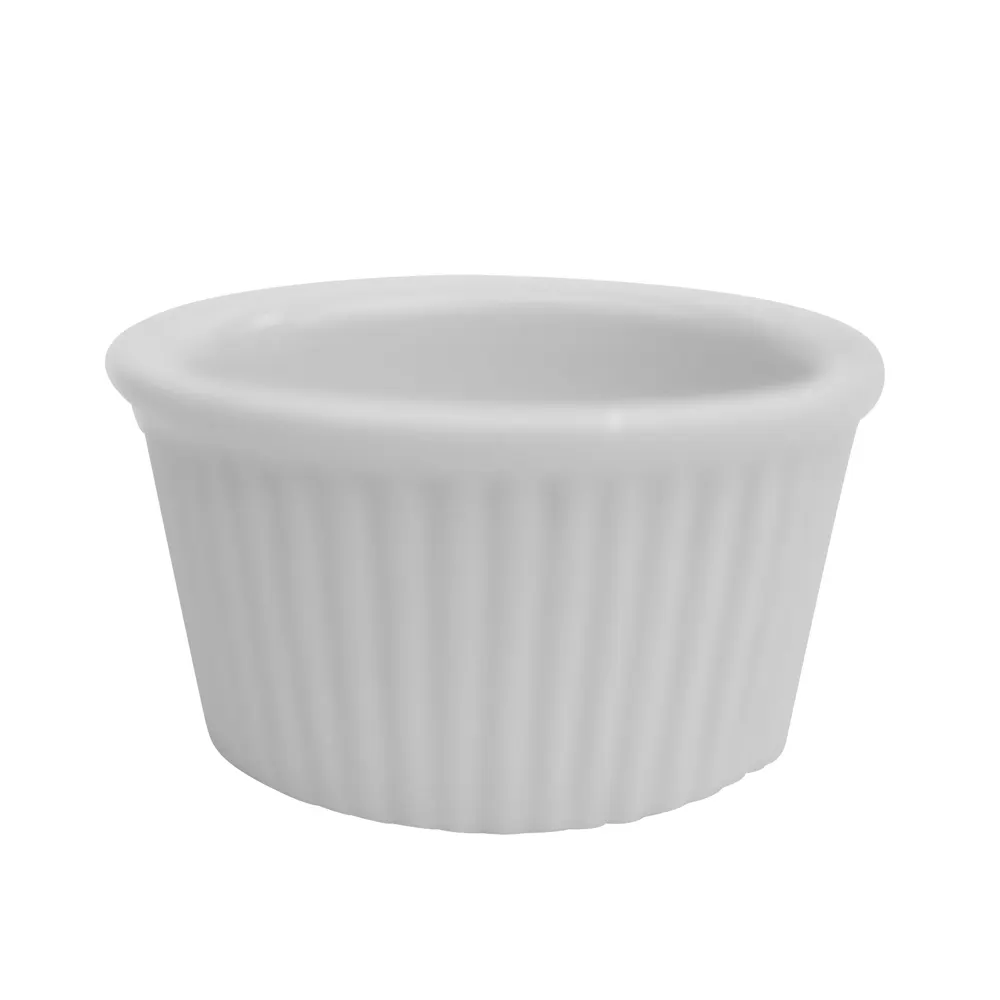 CAC China RKF-234 Ramekin, 2.75 oz (2-3/4" Dia x 1-1/2" H), Fluted Porcelain, Super White - 1 Dozen