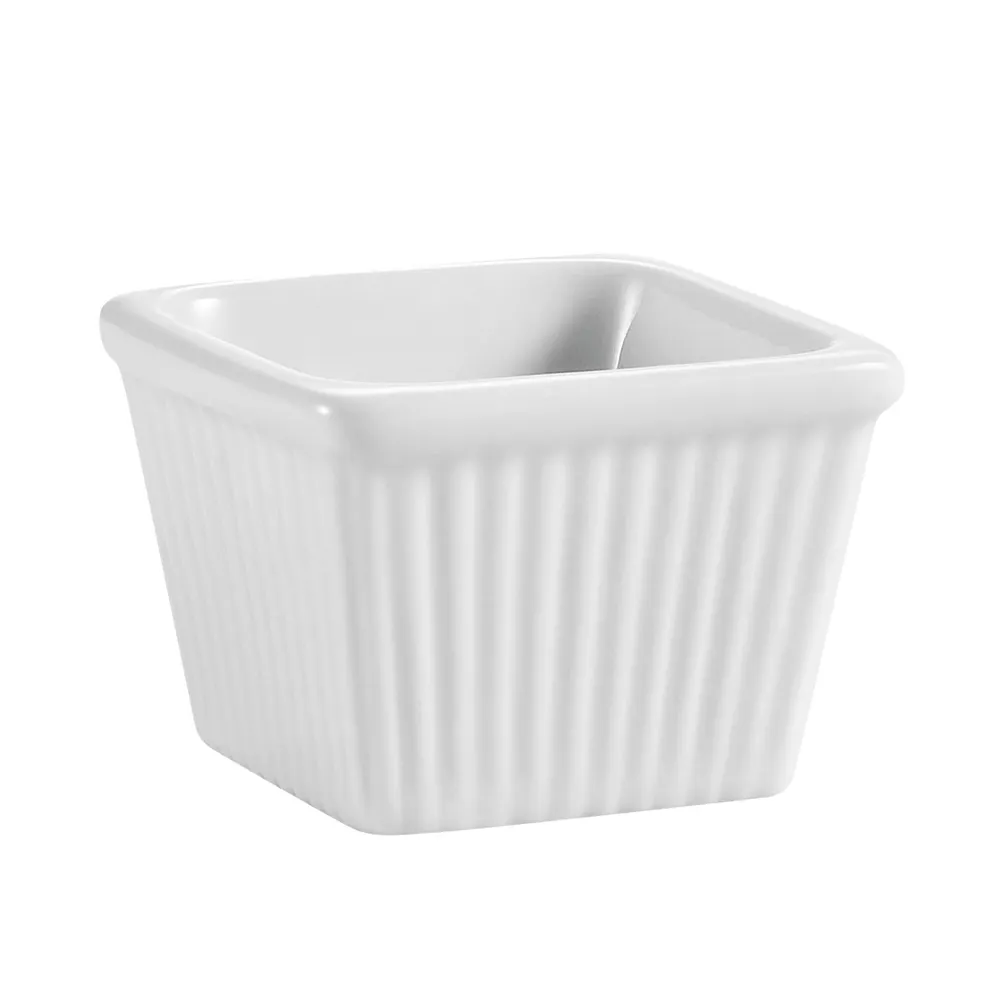 CAC China RKF-SQ1 Porcelain Ramekin, 1 oz (2"×2"×1.625"), White, Oven Microwave Safe - 1 Dozen
