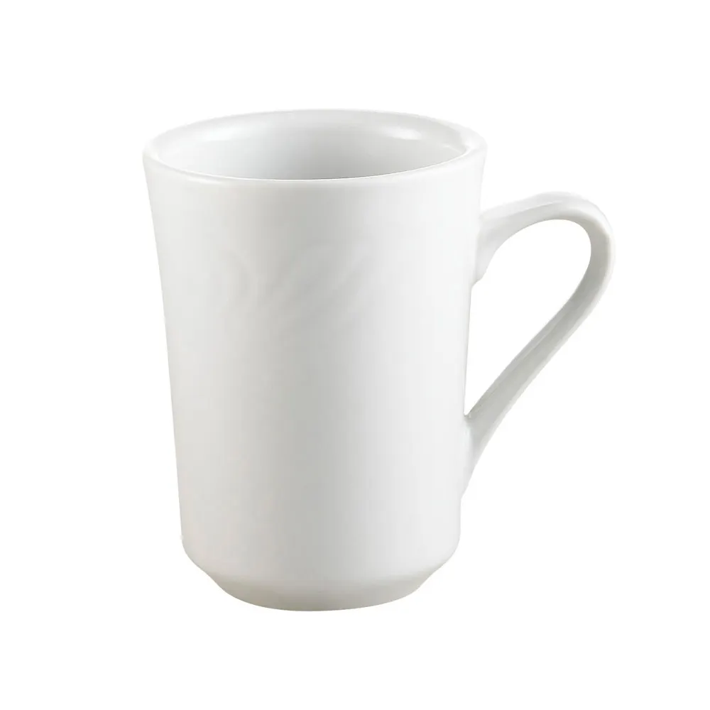 CAC China RSV-17 Roosevelt 8-oz Porcelain Mug, 3-1/8" Dia x 4" H, White, Dishwasher Safe - 1 Dozen