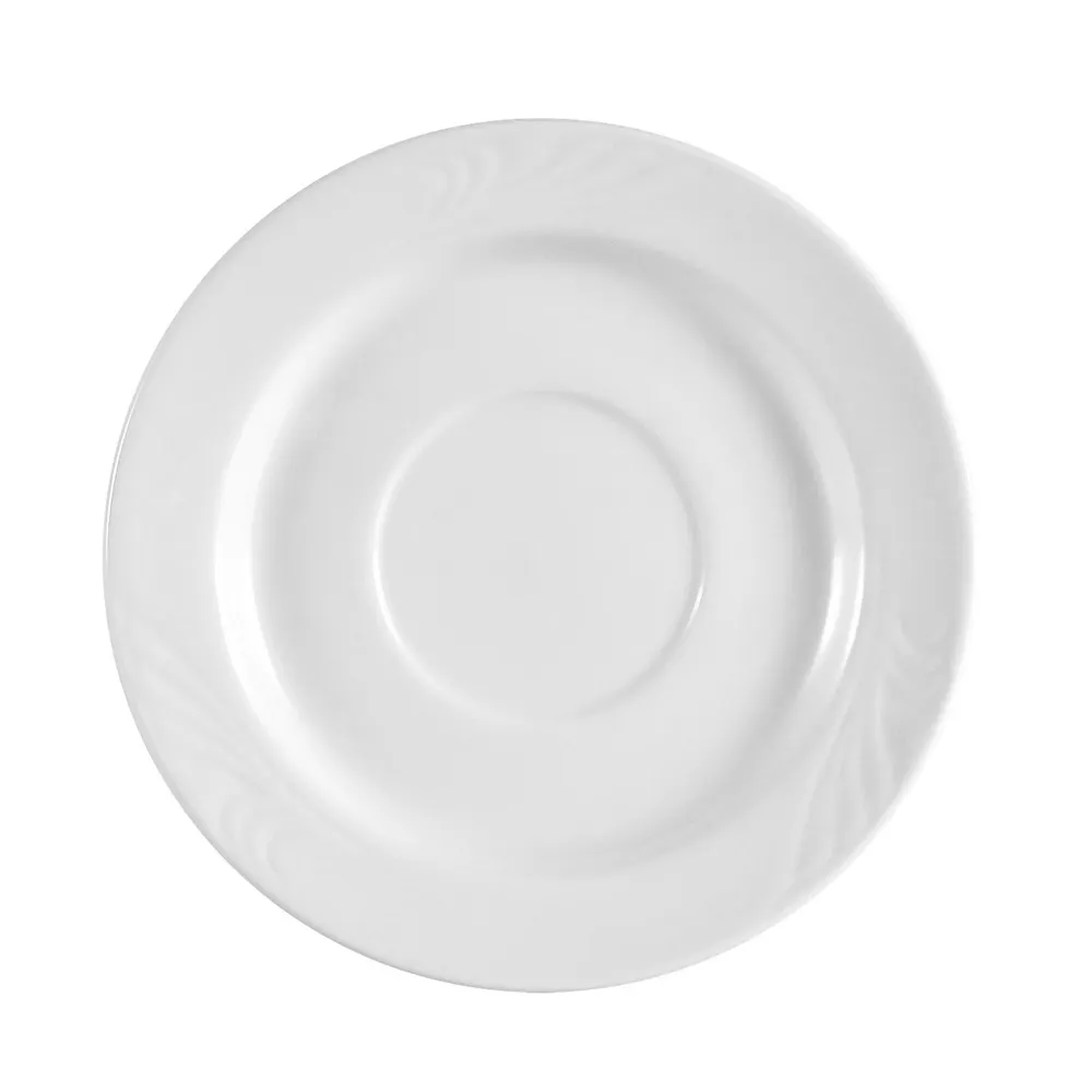 CAC China RSV-55 Roosevelt Round Porcelain Saucer, 4.5"-4.99" Super White, Dishwasher Safe - 1 Dozen