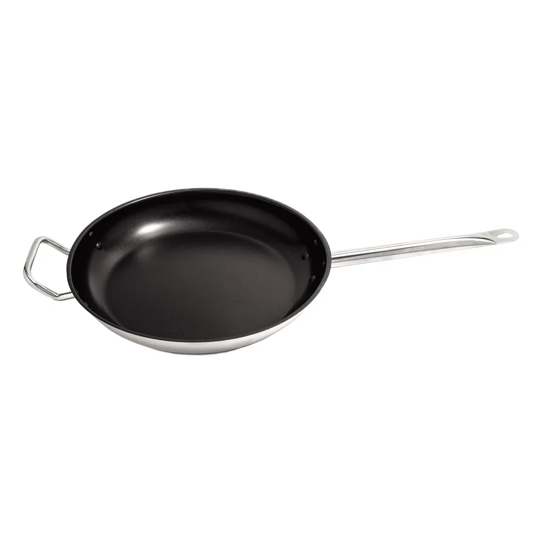 CAC China S2FP-14HN Fry Pan, 14-1/8" x 2" Stainless Steel, Handle, Non-Stick, Induction Ready - NSF
