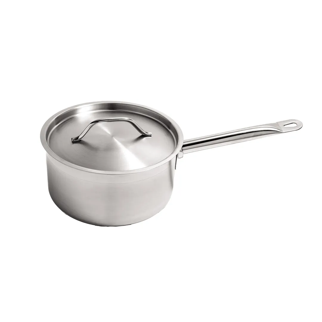 CAC China S3AP-6 Sauce Pan, 6 qt., 9-1/2" x 5-1/8", Induction Ready, Tri-Ply Stainless Steel with Lid
