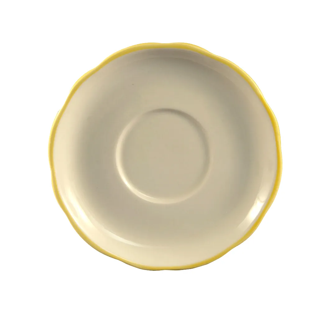 CAC China SC-2G Seville Saucer, 6" Dia x 3/4" H, Stoneware Ceramic, Gold Band White Finish - 1 Dozen