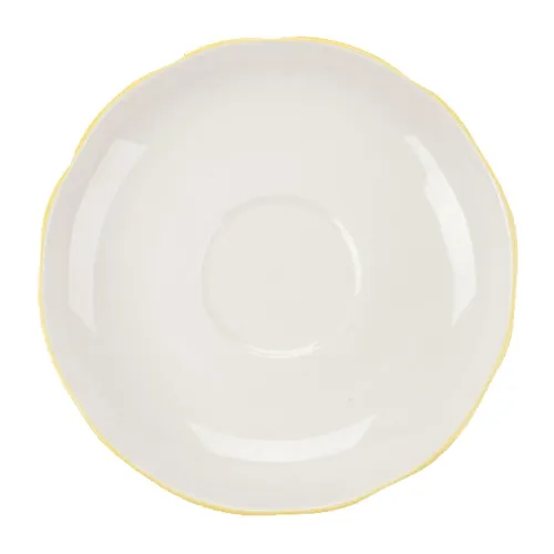 CAC China SC-36G Seville Saucer, 4½" Dia x ¾" H, Ceramic, Gold Band, Oven Safe - 1 Dozen